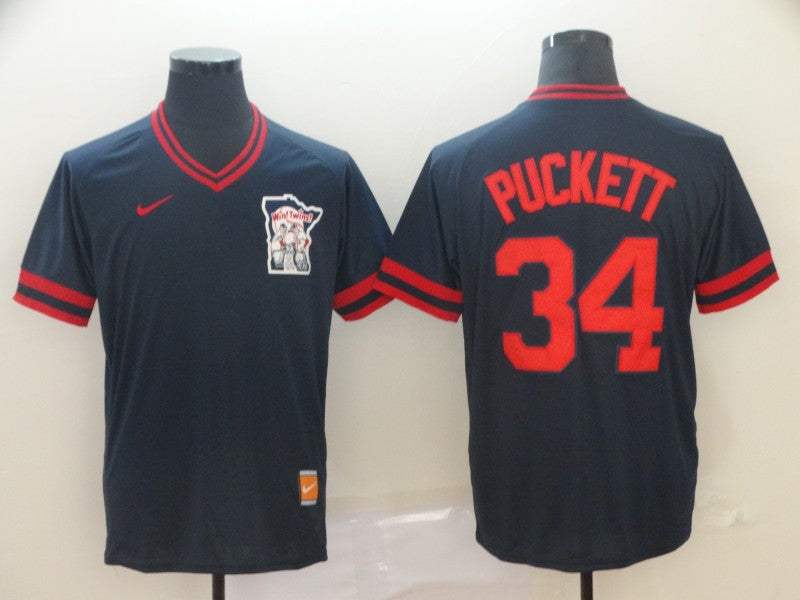 Men's Minnesota Twins Kirby Puckett #34 Navy Baseball Jersey